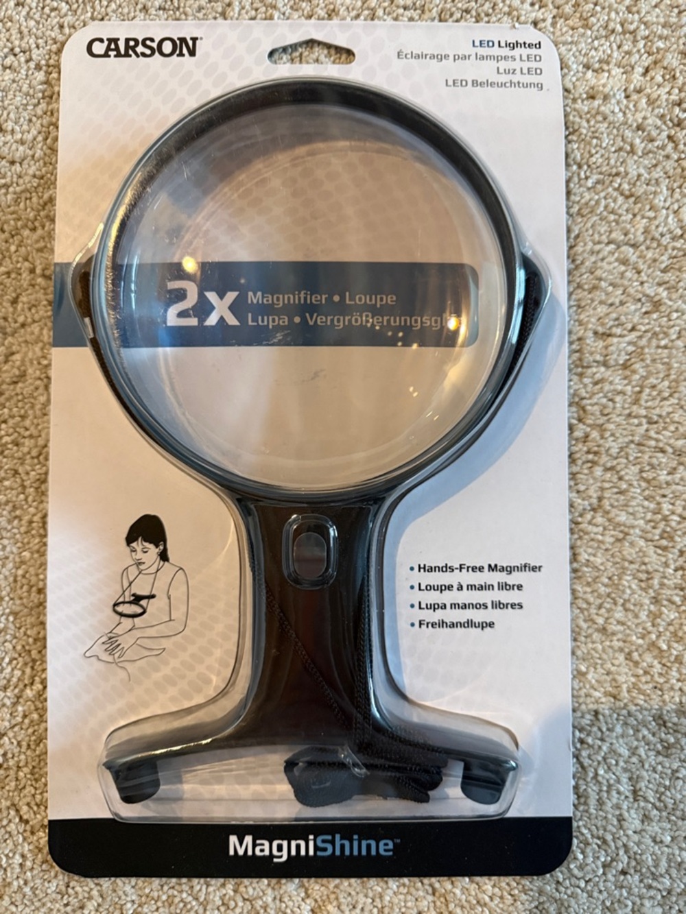 Carson MagniShine 2x LED Hands-Free Magnifier in Black